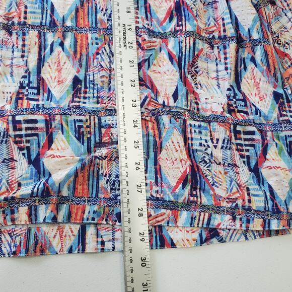 John Mark Shirt Womens 2X Multicolor Geometric Boho 3/4 Sleeve Embroidered Top - Picture 5 of 8